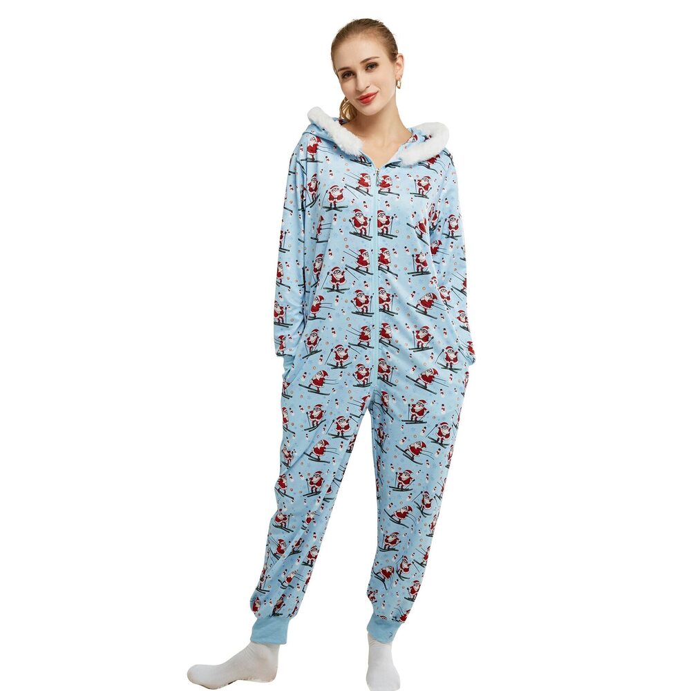 6078 Adult Christmas Onesie Pajama Long Sleeve Hooded Kigurumi Homewear